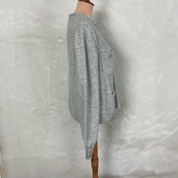J. Crew Gray Odette Sweater Lady Jacket With Jewel Buttons M - Picture 5 of 8